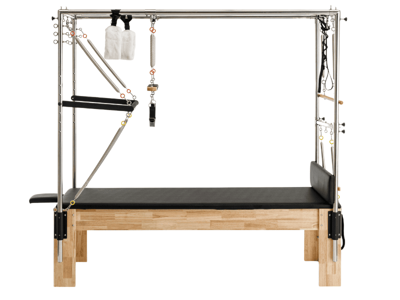 Wooden Pilates cadillac with padded reformer bed