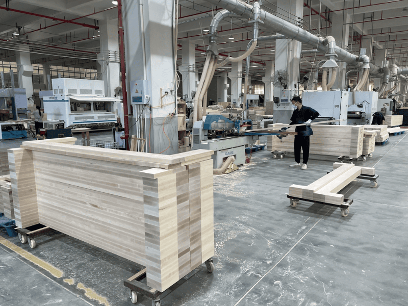 Warehouse stacking foldable reformers ready for delivery